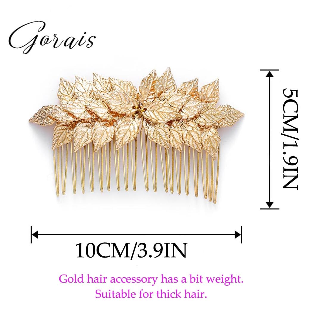 Gorais Gold Leaf Wedding Hair Comb Leaves Bridal Hair Piece Bride Hair Accessories for Women and Girls - Image 5