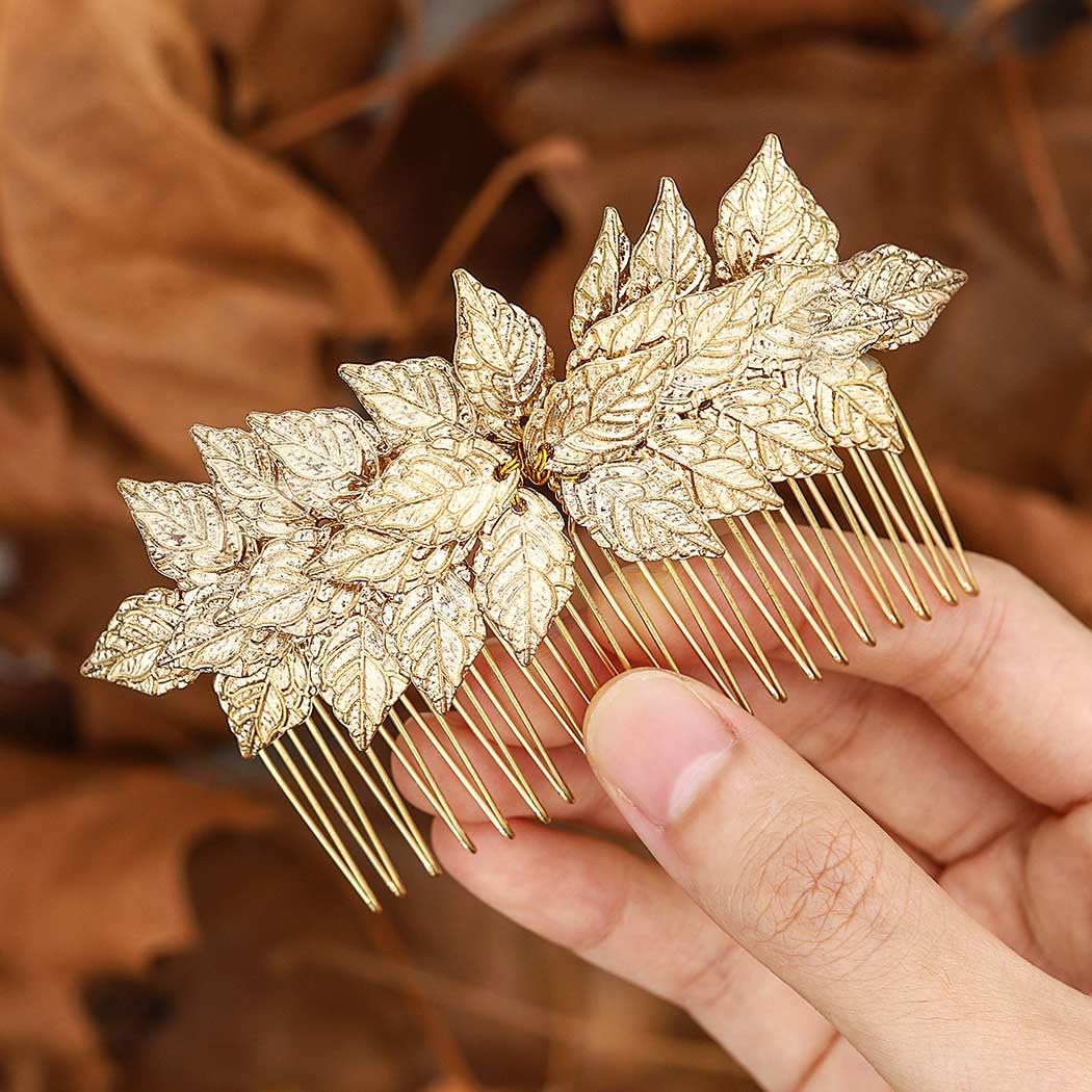 Gorais Gold Leaf Wedding Hair Comb Leaves Bridal Hair Piece Bride Hair Accessories for Women and Girls - Image 7