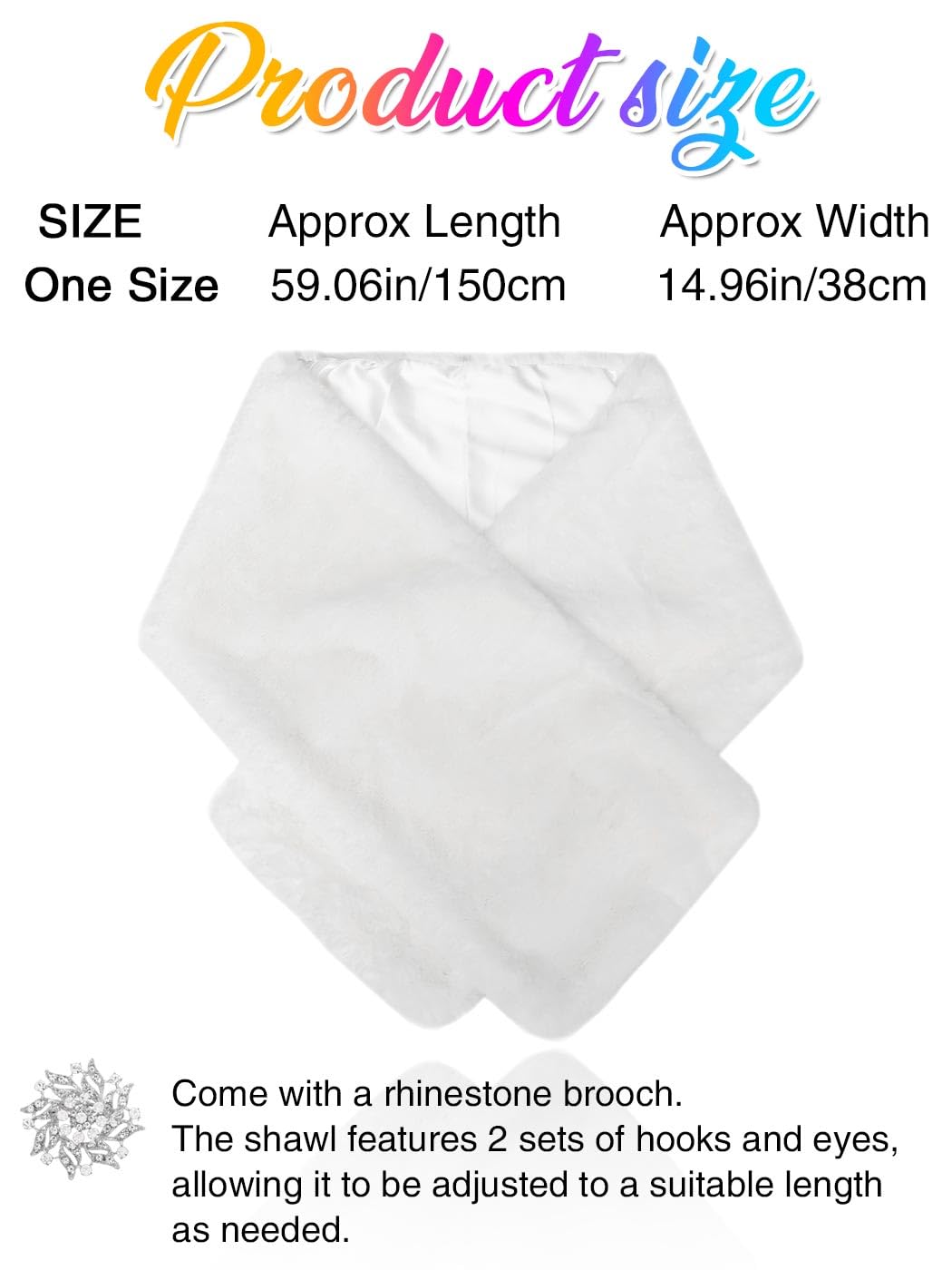 GORAIS Women's Wedding Faux Fur Shawls and Wraps Long Bridal Fur Scarf Stoles with Brooch for Bride and Bridesmaids - Image 4